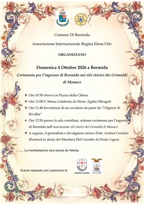 Castagnata e cerimonia dell'ingresso di Bormida nei siti storici dei Grimaldi
